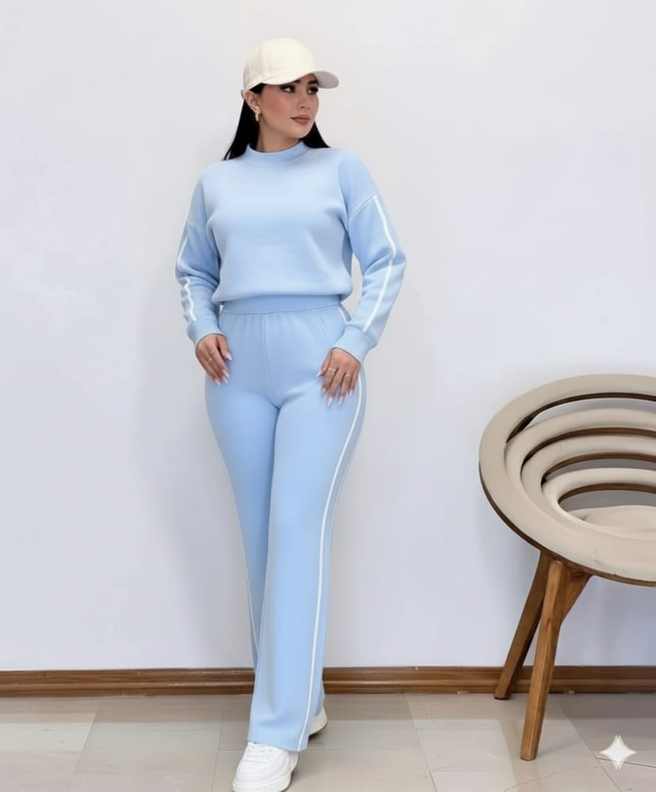 Warm Knit Set -Baby Blue